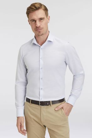 Olymp Langarmhemd OLYMP Level Five body fit, Herren, Gr. 37, N-Gr, blau (rauchblau), Web, Obermaterial: 97% Baumwolle, 3% Elastomultiester, Basic schmal, 2-