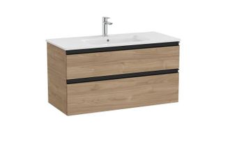 Roca Conjunto Mueble The Gap 1000x460 2 Cajones + Lavabo Centrado Nogal