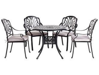 Beliani Conjunto de comedor 4 personas de aluminio negro