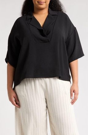 Renee C Oversize Elbow Length Sleeve Top in Black at Nordstrom Rack, Size 3X