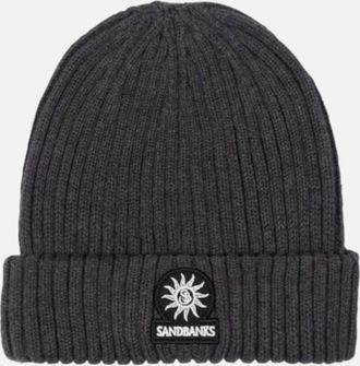Sandbanks Mens Sandbanks Merino Wool Ribbed Beanie Anthracite - Black - Size: ONE size
