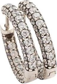 Pandora Tijdloze Pav&eacute; Oorringen met &eacute;&eacute;n rij - Dames - Oorbellen - Wit - ONE Size - Accessoires