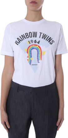 Dsquared2 White Graphic Crew Neck T-Shirt