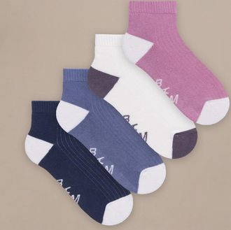 BAM Womens Quarter Crop Socks - 4 Pack -Size 4-7 - UK Size 4-7