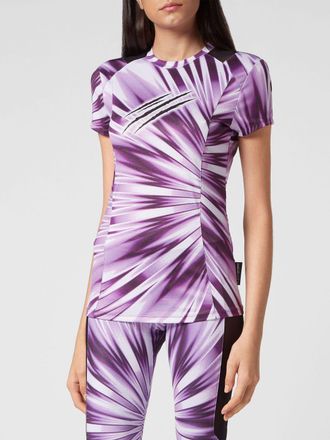 Plein Sport Slim Fit Jersey T-shirt with Abstract Print and Back Logo