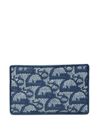 Dior 2000 Trotter-pattern card holder - unisex - Calf Leather - One Size - Blue