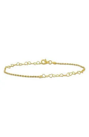Delmar Heart Link & Rope Chain Bracelet in Yellow Gold at Nordstrom Rack