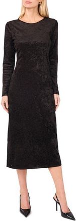 Vince Camuto Long Sleeve Velvet Dress in Rich Black at Nordstrom, Size Xx-Large