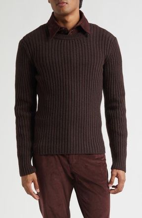Dolce & Gabbana Wool Rib Crewneck Sweater in M0023 Marrone Scuro 3 at Nordstrom, Size 38 Us