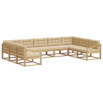 vidaXL Conjunto De Sof&aacute;s De Exterior 9 Uds. Y Beige Vidaxl