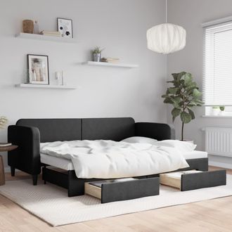 vidaXL Vidaxl - Sof&aacute; Cama Nido Con Cajones Tela Negro 80x200 Cm