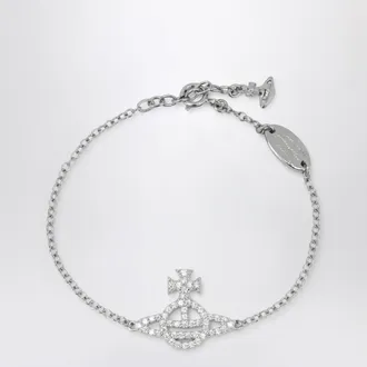 Vivienne Westwood Platinum Orb Logo Bracelet With Crystals