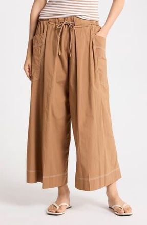 Democracy Cropped Wide Leg Poplin Pants in Candied Walnut at Nordstrom Rack, Size X-Small