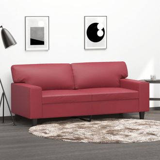 vidaXL Sof&aacute; De 2 Plazas De Cuero Sint&eacute;tico Rojo Vino 140 Cm Vidaxl