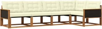vidaXL Conjunto De Sof&aacute;s De Exterior 5 Uds. Natural Y Crema Vidaxl