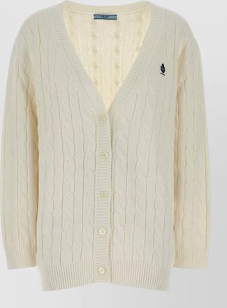Prada cotton cardigan cable knit v neck