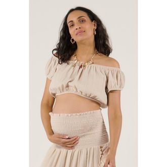 Cache Coeur Maternity and Nursing Crop-Top Paloma in Beige at Nordstrom, Size X-Small