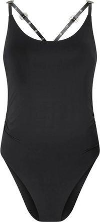 Pinko Bodysuit met gekruiste schouderbandjes - Dames - Badpakken - Zwart - M - Leer - Badmode