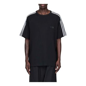 Yohji Yamamoto T-Shirts, male, Black, Size: L T-Shirt 3 Stripes