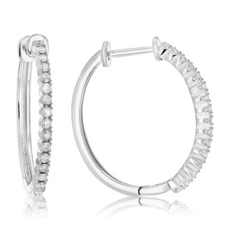 Vir Jewels 1/4 cttw Diamond Hoop Earrings.925 Sterling Silver 30 Stones Dangle 3/4 Inch