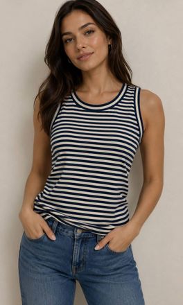 Max Mara Stripe Tank In Blue/white