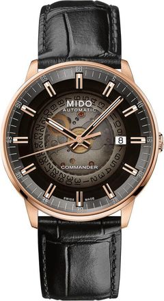 Mido Commander Gradient Skeletal Automatic Canvas Strap Watch, 40mm in Silver/Black at Nordstrom