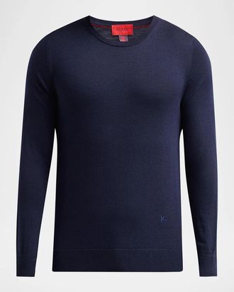 Isaia Men & apos;s Filo Corallo Wool Knit Crewneck Sweater
