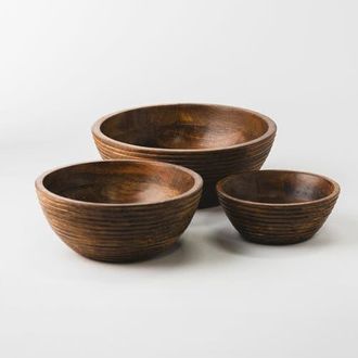 Mela Artisans Cascade Handcarved Mangowood Nested Bowls in Natural at Nordstrom