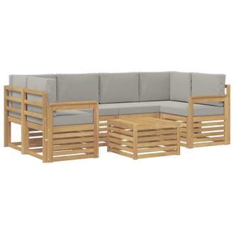 vidaXL Conjunto De Sof&aacute;s De Exterior 7 Pcs Blanco Y Gris Claro Vidaxl