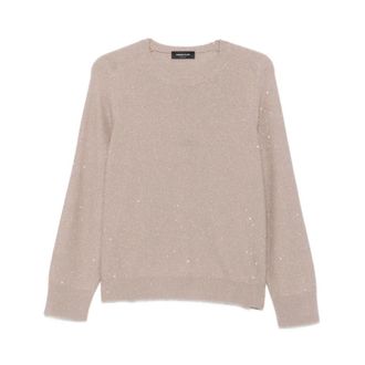 Fabiana Filippi Truien - Dames - Ronde hals truien - Beige - S - Nylon - Truien & Vesten