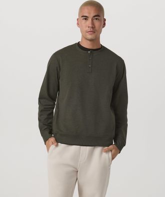 Vuori Clothing Long Sleeve Coronado Henley - Relaxed Fit | Oregano Heather | Medium
