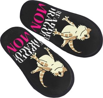 Generic House Slippers Bearded Dragon Mom Reusable Fleece Slippers Cozy House Shoes For Bedroom Travel Indoor L