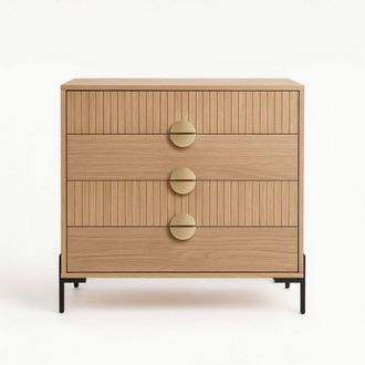 Concept Usine C&oacute;moda con 4 cajones y superficie de madera estriada, 84 cm