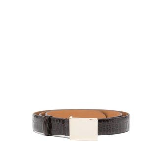 Alysi Belts, female, Brown, Size: M Crocodile-effect Pin-buckle Belt