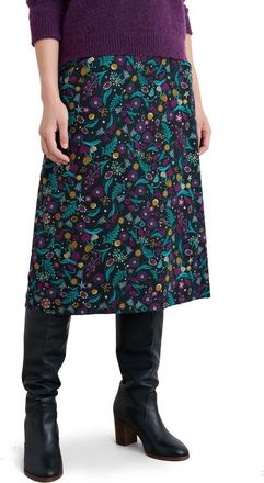Seasalt Cornwall Forest View Floral Organic Cotton Corduroy A-Line Skirt in Illuminated Garden Onyx at Nordstrom, Size 12 Us