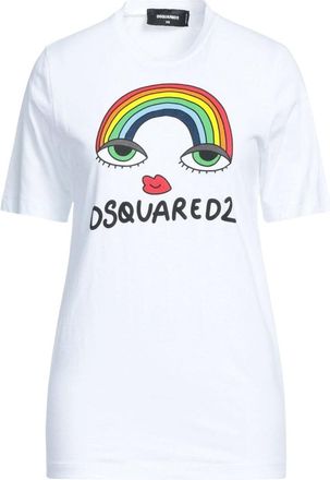 Dsquared2 Womens Rainbow Graphic White T-shirt Cotton - Size X-Small