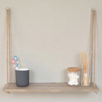 Dmora Estante Trocchia, Hecho A Mano, Madera De Abeto, Acabado Natural, 60x2x13h Cm, Marr&oacute;n Natural