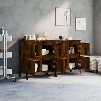 Berkfield Home Sideboards 2 pcs Smoked Oak 60x35x70 cm Engineered Wood in Brown | Size: 60 x 35 x 70 cm