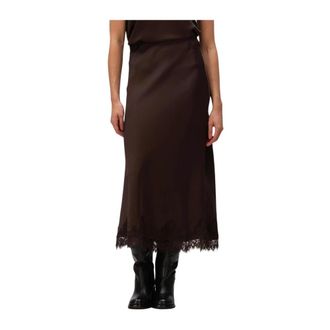 Object Object - Objnaline MW Lange Kanten Rok - Dames - Rokken - Bruin - Maat: S Satijn