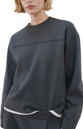 Mango Ruched Sleeve Sweatshirt in Blue at Nordstrom, Size X-Small