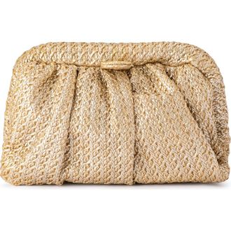 Olga Berg Stevie Pleated Woven Clutch in Gold at Nordstrom