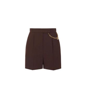 Elisabetta Franchi Short Shorts, female, Brown, Size: S Gabardine Shorts with Jewel Logo