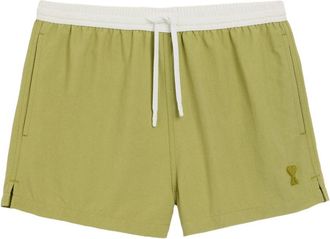 Ami Tailored Olive Green Shorts with Contrasting Waistband