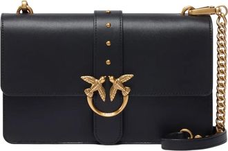 Pinko Black Smooth Leather Medium Shoulder Bag