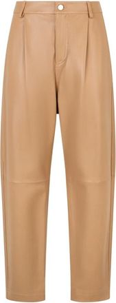 Red Valentino Broeken - Dames - Leren Broeken - Bruin - L - Broeken