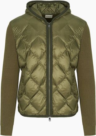 Moncler Mens Hooded Hybrid Cardigan Green - Size: 38/Regular