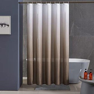 OEM Cortina De Ducha Textil Antibacteriana Y Antif&uacute;ngica Extragrande, Color Blanco Topo, 200x200cm, Con 12 Anillas Y Ganchos