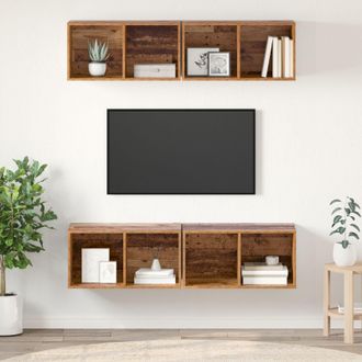Berkfield Home Wall TV Cabinet 4 pcs Old wood 37 x 37 x 72 cm Engineered wood in Brown