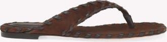 Gianvito Rossi Zaira Thong Flat Sandal in Brown Suede at Nordstrom, Size 35.5