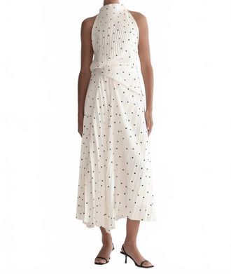 A.L.C. Simona Pleated Midi Dress In Cream/black